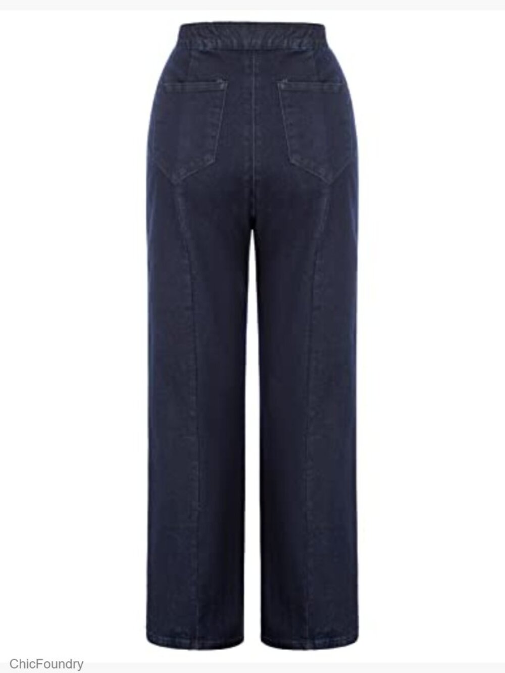 High Waisted Wide Leg Jeans with Pockets Stretchy Denim Palazzo Pants - Picture 4 of 7